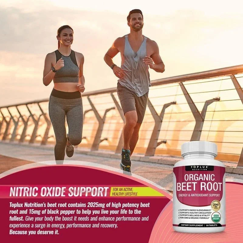 '-TopLux Organic Beet Root 2040mg –90Tablets – Energy, Circulation & Antioxidant