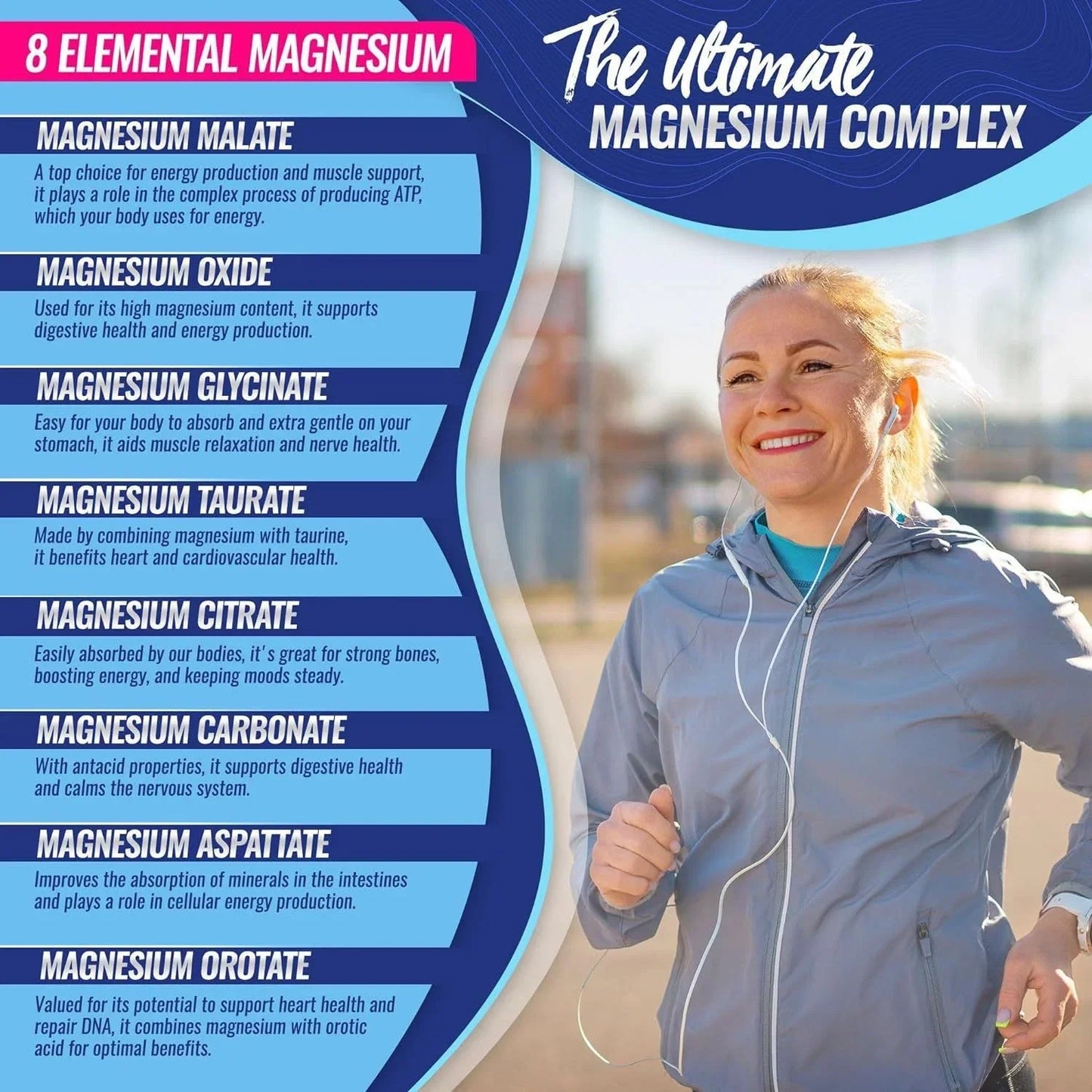 1~2pack Magnesium 8 in 1 Complex 1000mg & Blood Sugar Blend Supplement Combo