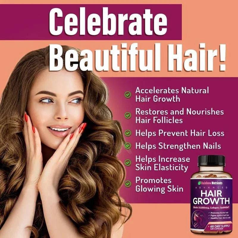24-in-1 Advanced Hair Growth Vitamins | Biotin 10,000mcg, Collagen