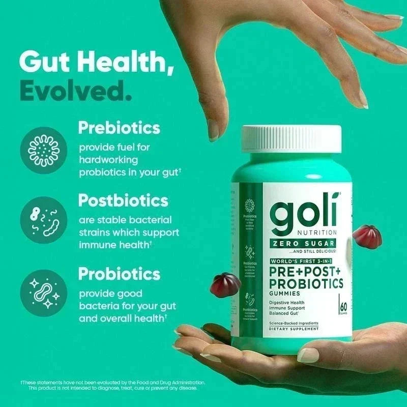 3 Bottles Goli Zero Sugar Best Seller Trio Set Gummies, 60 Counts Per Bottle