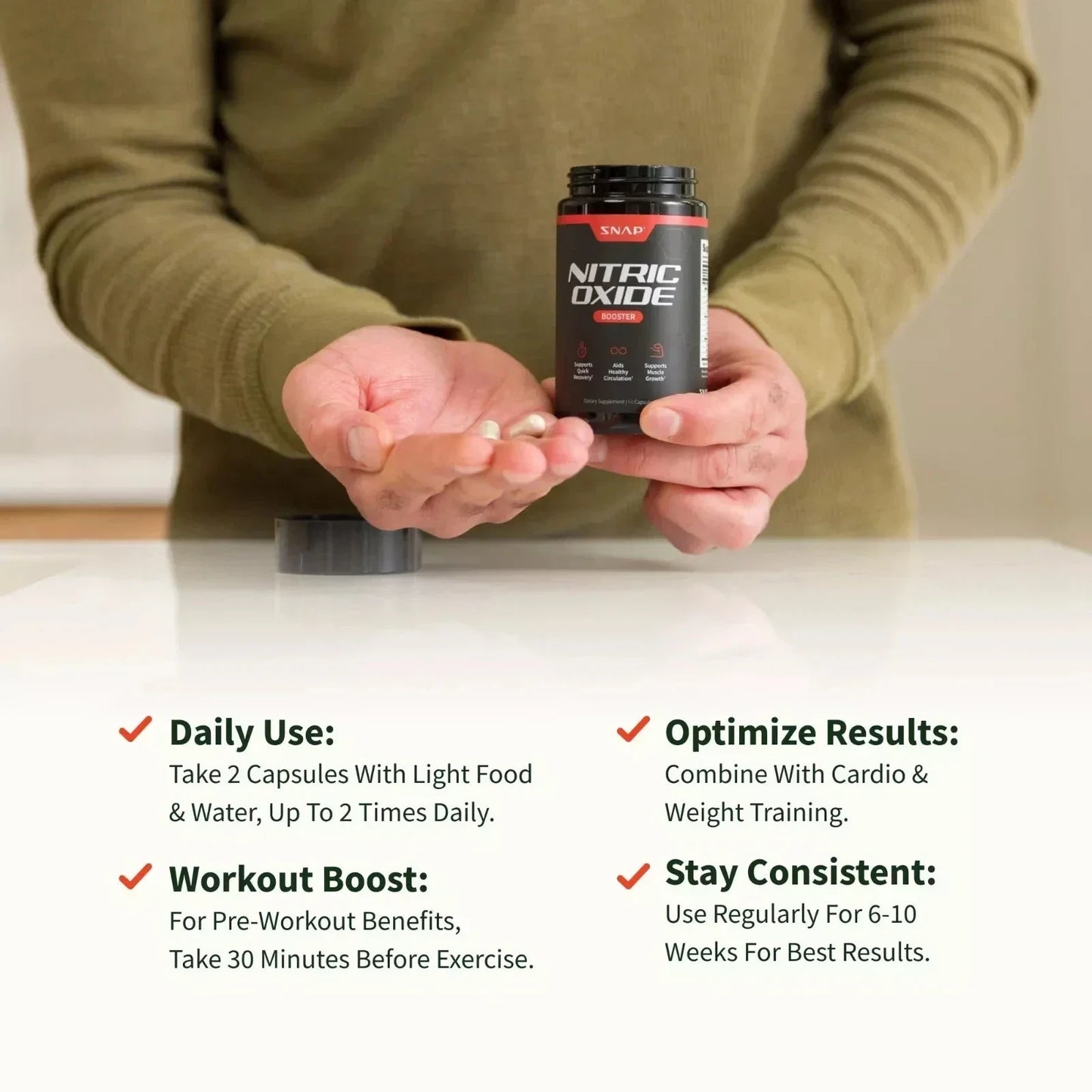 Nitric Oxide Booster Supplement - L-Arginine, L-Citrulline 1500mg - 60 Capsules-Shop